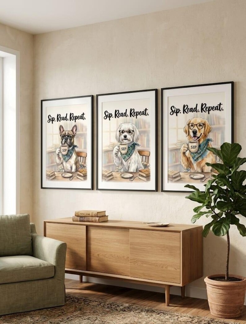 Dog Coffee Bar, Gallery Wall, Digital Art Set, 5 Pick Mix Match Bundle ...