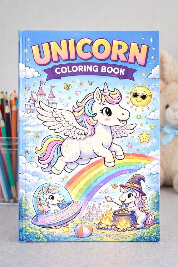 Unicorn Coloring Pages Printable | Unicorn Coloring Book for Girls | Kids Unicorn Activity Book | 12 Cute Unicorn Pages | Instant Download