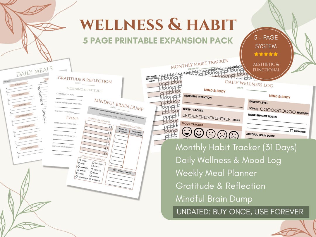 Create Monthly Wellness Routine Wellness Planner Printable, Monthly Habit Tracker, Daily Wellness Log ...
