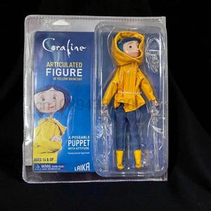 Coraline Jones Articulated Figure, Movie Doll in Raincoat Sweater, Striped Shirt Action Figure F