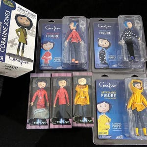 Coraline Jones Articulated Figure, Movie Doll in Raincoat Sweater, Striped Shirt Action Figure image 2