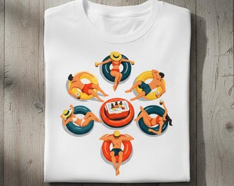 Camiseta con estampado de fiesta en flotador de río y lago