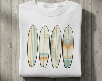 Camiseta retro de 4 tablas de surf