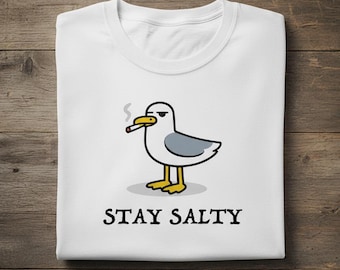 Camiseta con estampado de gaviota salada y pájaro playero