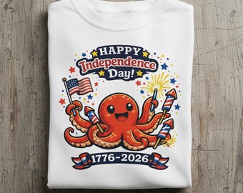 Camiseta infantil de pulpo para el Día de la Independencia