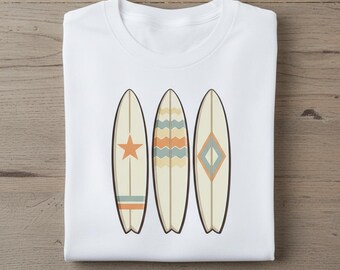 Camiseta retro de 3 tablas de surf
