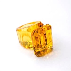 Lucent Cocktail Octagon Cut Yellow Crystal Ring