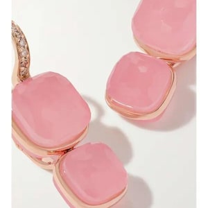 Boucles d'oreilles en quartz rose avec pierres précieuses en argent sterling 925 avec placage à l'or 18 carats
