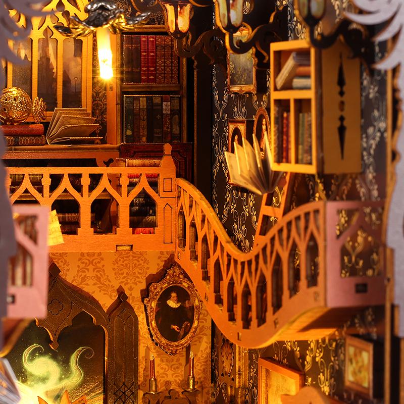 Magic Library Book Nook Kit | Wooden Bookshelf Insert With LED Light ...