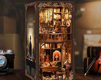 Dark Box Mystery Book Nook Kit | Detective miniatuur poppenhuis 3D houten puzzel (ledverlichting)