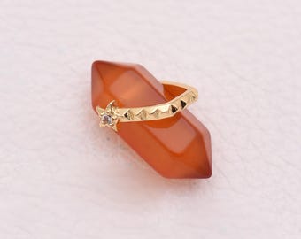 Charm de cristal de doble punta con banda de estrella chapada en oro de 18 quilates para collar y pulsera de lujo, diseño de joyería de 23*12,5 mm