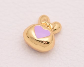 Colgante de conejo dulce con detalle de corazón en tonos pastel para pulsera, collar o dije. Suministro de 16*12,5 mm.