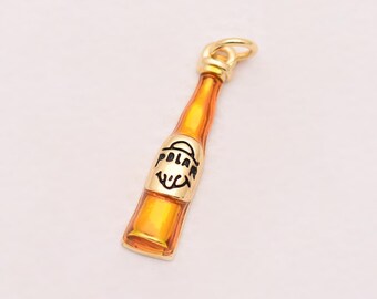Cute 18K Gold Filled Bottle Charm Pendant Colorful Enamel Champagne Bottle Jewelry Making Supplies DIY Bracelet Charm 25*5.5mm