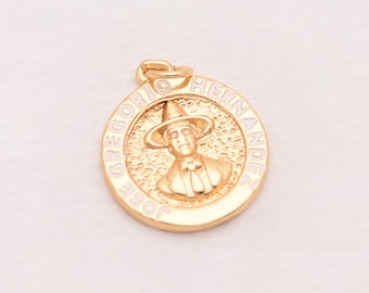 Elegant Saint Medal Pendant Jose Gregorio Hernandez Coin Charm 18K Gold Filled Religious Jewelry For Necklace Devotional 20.5*17.5mm