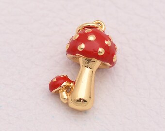 Colgante de seta caprichoso con acabado de esmalte brillante para la creación de joyas inspiradas en el bosque. 16,5*8,5 mm