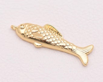 Elegante dije de pez sardina con textura de metal pulido para la creación y diseño de joyería costera 40,5*12 mm