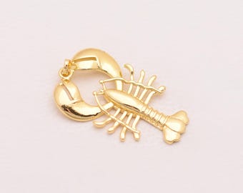 Elegant Lobster Hoop Connector Charm Pendant 18K Gold Filled Ocean Crab Jewelry For Necklace Bracelet Making Marine Supply 41*24mm