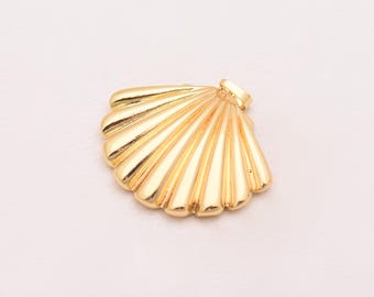 Elegant Scallop Shell Fan Pendant 18K Gold Filled Minimal Ocean Inspired Jewelry For Necklace Bracelet Making Summer Beach Wear 40*35.5mm