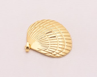 Elegant Shell Fan Scallop Pendant 18K Gold Filled Marine Inspired Jewelry For Necklace Bracelet Making Summer Beach Wear Charm 38*40mm