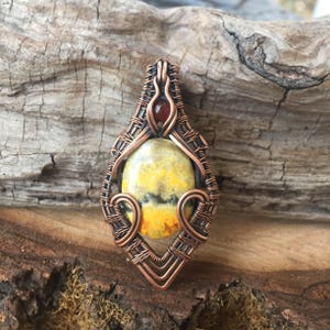 Copper Wire Wrap Wire Wrapped Pendant Heady Wire Wrap Wire Wrap Pendant Bumblebee Jasper Pendant Sweet Water Silver Bumble Bee image 6