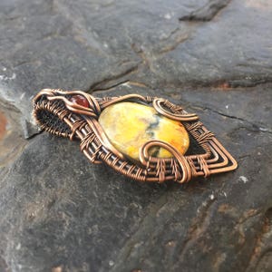 Copper Wire Wrap Wire Wrapped Pendant Heady Wire Wrap Wire Wrap Pendant Bumblebee Jasper Pendant Sweet Water Silver Bumble Bee image 5