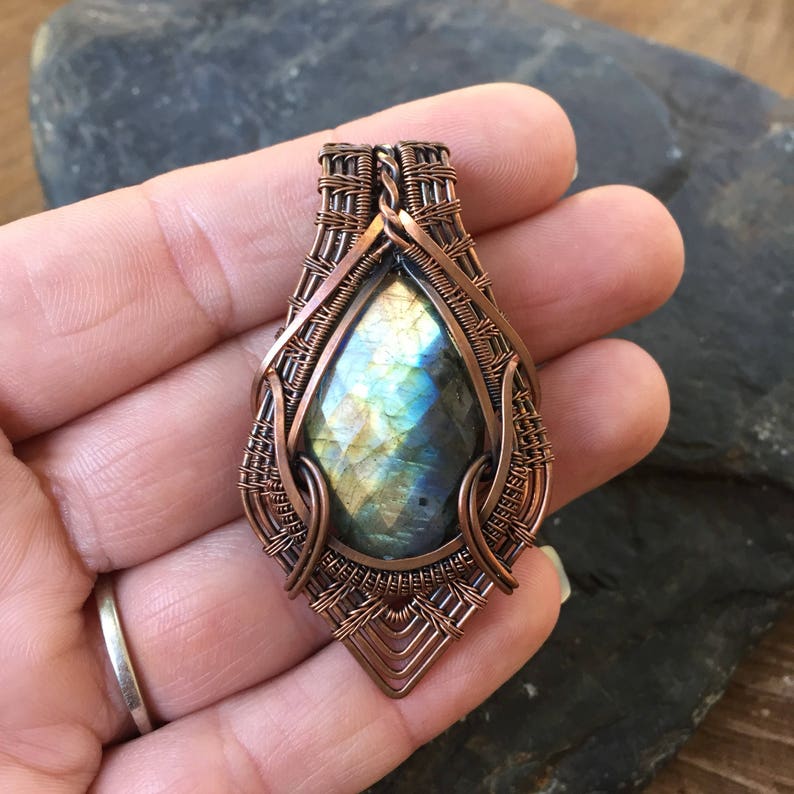 Copper and Labradorite Wire Wrapped Pendant Heady Wire | Etsy
