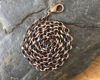 18 inch Antiqued Copper Chain - Antiqued Copper Rolo Chain - Copper Chain - 4mm Antique Copper Necklace Chain - Sweet Water Silver