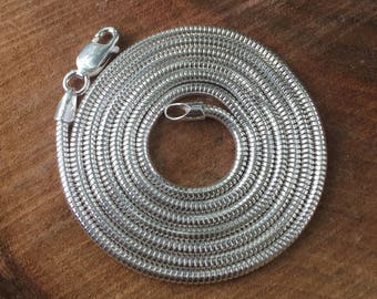 24" Silver Chain - Sterling Silver Chain -  Silver Snake Chain - Unseamed Snake Chain - 2mm Chain - Long Silver Chain - Sweet Water Silver