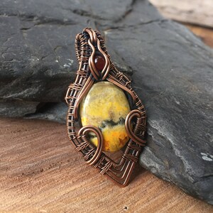 Copper Wire Wrap Wire Wrapped Pendant Heady Wire Wrap Wire Wrap Pendant Bumblebee Jasper Pendant Sweet Water Silver Bumble Bee image 3