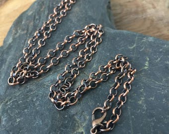 24 inch Antiqued Copper Chain - Antiqued Copper Rolo Chain - Copper Chain - 4mm Antique Copper Necklace Chain - Sweet Water Silver