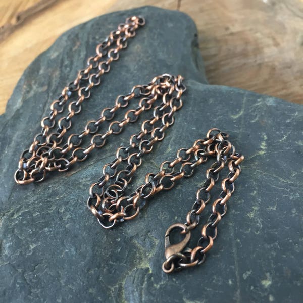 24 inch Antiqued Copper Chain - Antiqued Copper Rolo Chain - Copper Chain - 4mm Antique Copper Necklace Chain - Sweet Water Silver