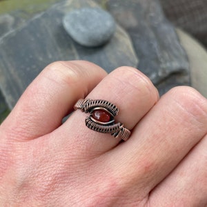 Size 6 1/2 Carnelian Wire Wrapped Ring in Copper - Wire Wrapped Jewelry