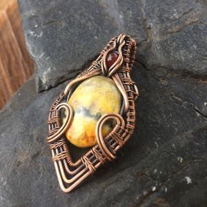 Copper Wire Wrap Wire Wrapped Pendant Heady Wire Wrap Wire Wrap Pendant Bumblebee Jasper Pendant Sweet Water Silver Bumble Bee image 4