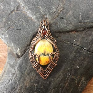 Copper Wire Wrap Wire Wrapped Pendant Heady Wire Wrap Wire Wrap Pendant Bumblebee Jasper Pendant Sweet Water Silver Bumble Bee image 8