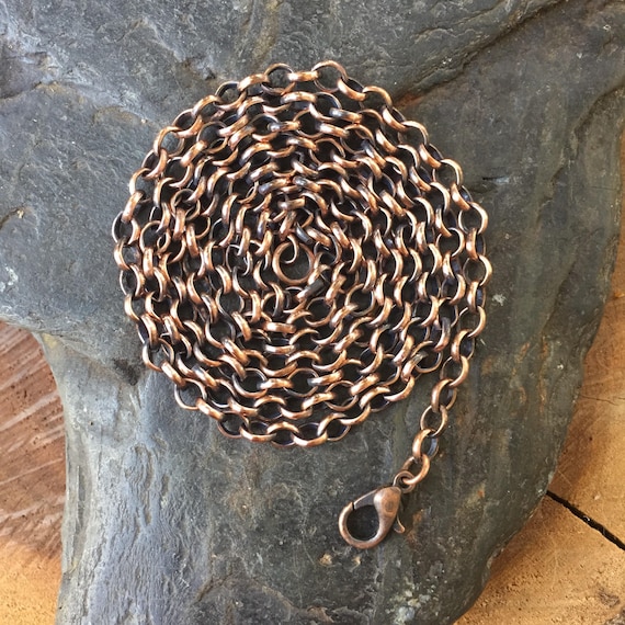30 inch Copper Chain - Long Copper Chain - Antiqued Copper Rolo Chain - Copper Chain - 4mm Antique Copper Necklace Chain