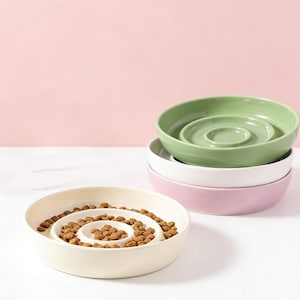 Gamelle en céramique pour animaux de compagnie à alimentation lente | Bol pour animal de compagnie puzzle en spirale | Bol de nourriture anti-déglutition pour chiens et chats | Mangeoire santé pour animaux de compagnie