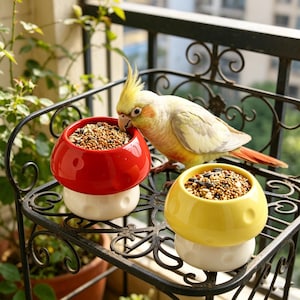 Ceramic Bird Bowl, Mushroom Shaped Dish, Handmade Pottery, Rustic Garden Decor, Cottagecore Table Decor, Bird Bath, Ceramic Bird Bath