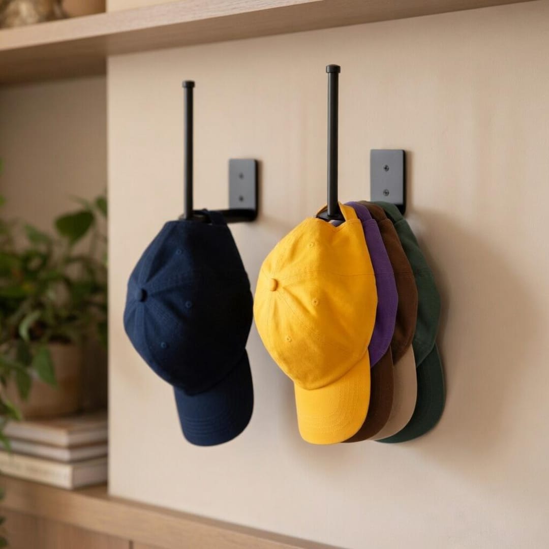 Wall Mount Baseball Cap Rack Holder Adhesive Stainless Steel 2 Pack ...