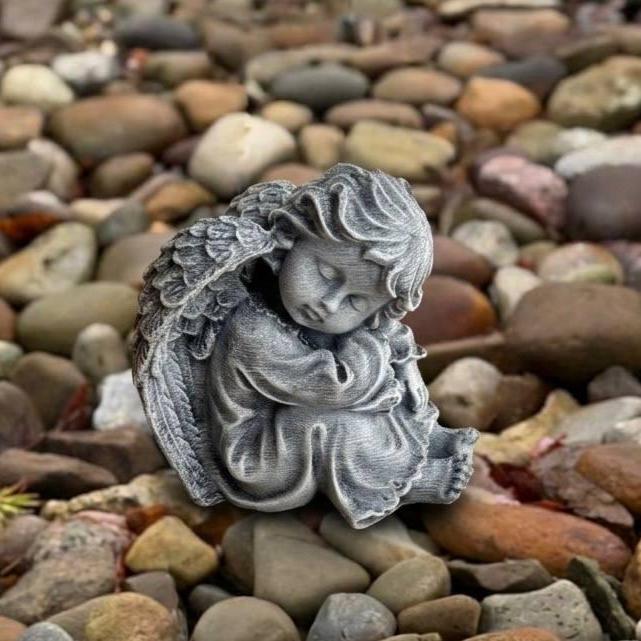 Sleeping Angel Concrete Garden Statue Stone Angel Sculpture Memorial ...