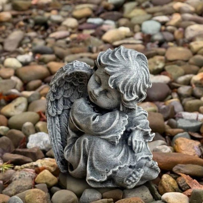 Sleeping Angel Concrete Garden Statue Stone Angel Sculpture Memorial ...