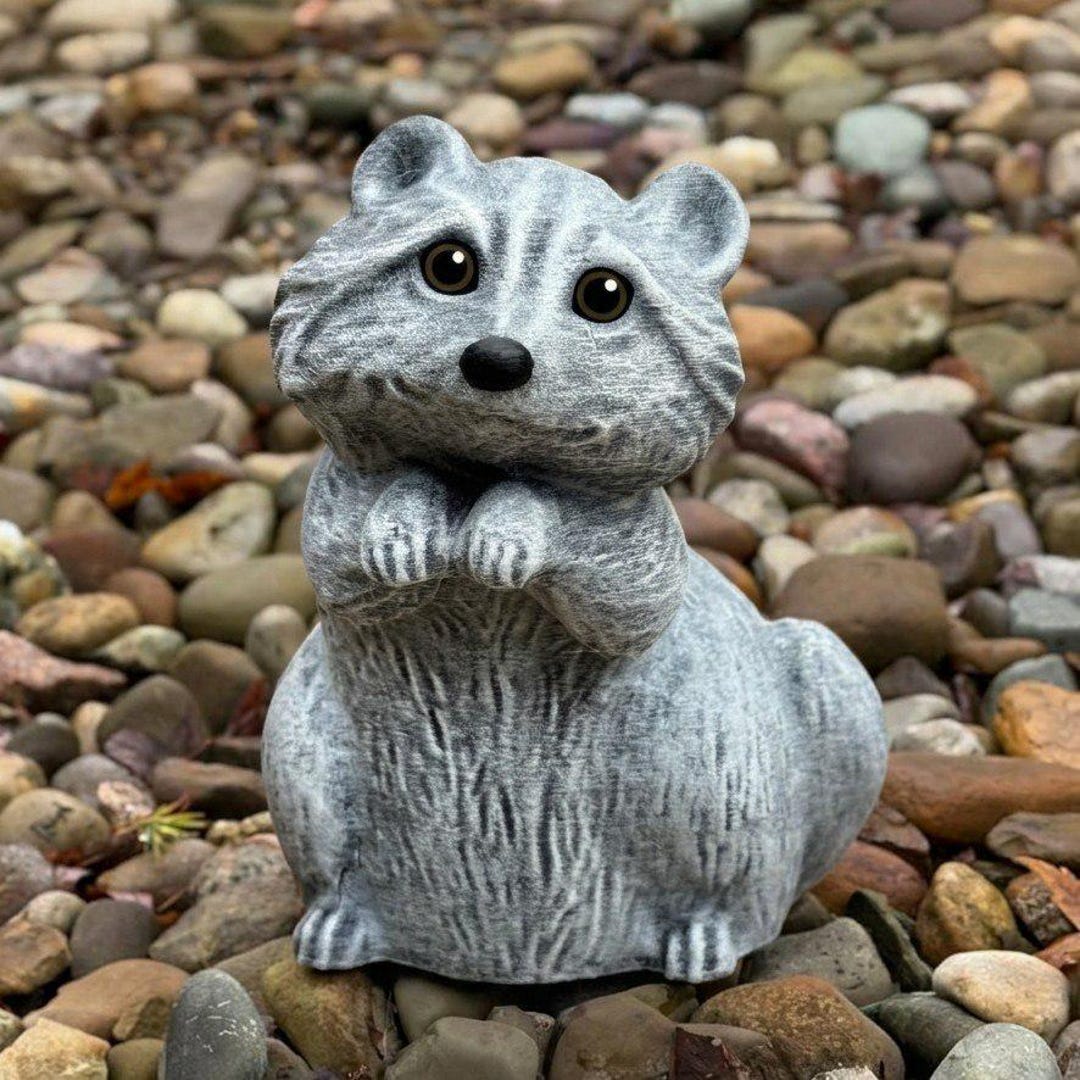 Concrete Raccoon Statue Garden Raccoon Sculpture Stone Wildlife ...