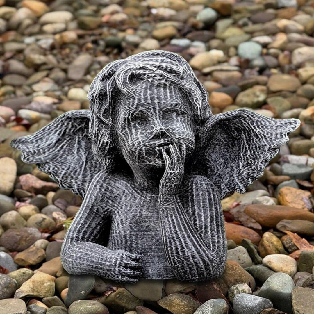 Concrete Angel Memorial Statue Stone Cherub Sculpture Sympathy Garden ...
