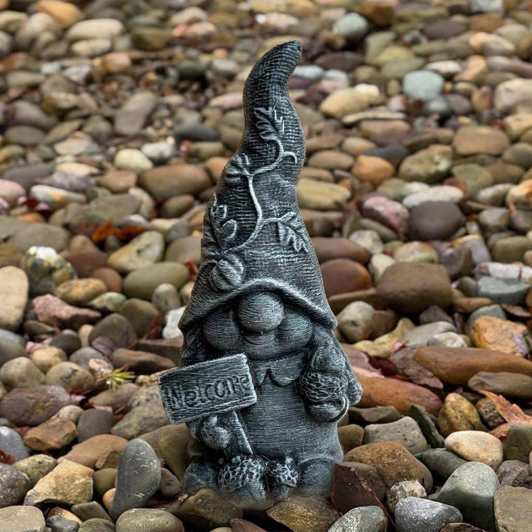 Concrete Garden Gnome Statue Stone Elf Sculpture Welcome Sign Figurine ...