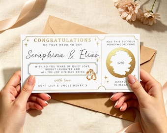 Custom Wedding Scratch Off Voucher, Personalized Money Gift Card, Honeymoon Fund Ticket