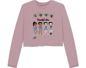 Betty Boop Inspired Long Sleeve Sweatshirt – 100% Cotton Boxy Top  Eco Friendly sustainable Materials