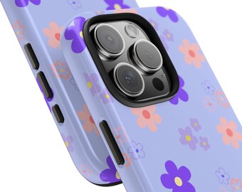 Capa para celular com estampa floral de margaridas roxas | Design protetor com flor de lavanda