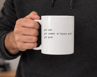 Funny Git Commit Mug | Programmer Coffee Cup, Software Developer Humor, Tech Gift
