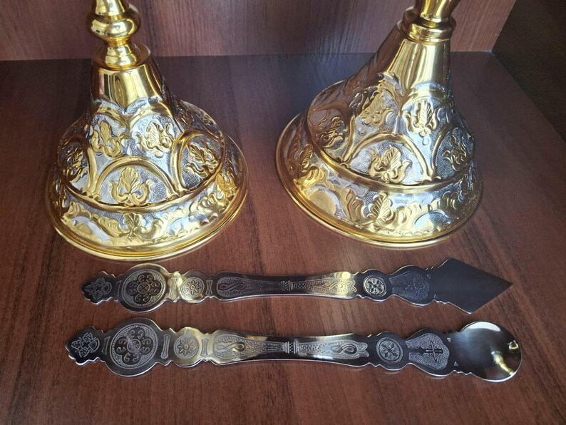 Orthodox Sponge Orthodox Liturgical Eucharist Set – Gold Silver Plated Brass Chalice ...