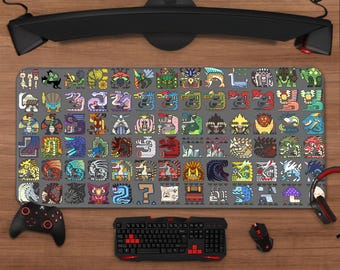Monster Hunter Emblem Mouse Pad | Extended Gaming Desk Mat, XXL Setup Decor