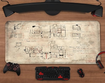 Resident Evil Spencer Mansion Map Desk Mat | Horror Gaming Extended Mousepad